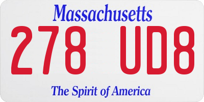 MA license plate 278UD8