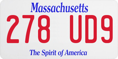 MA license plate 278UD9