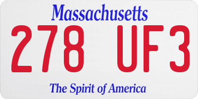 MA license plate 278UF3