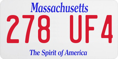 MA license plate 278UF4