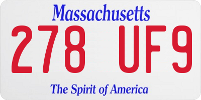 MA license plate 278UF9