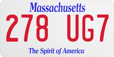 MA license plate 278UG7