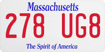 MA license plate 278UG8