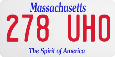 MA license plate 278UH0