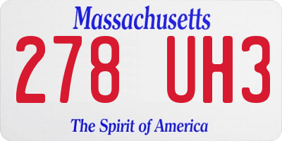 MA license plate 278UH3