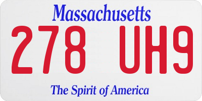 MA license plate 278UH9