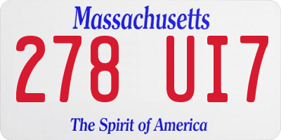 MA license plate 278UI7