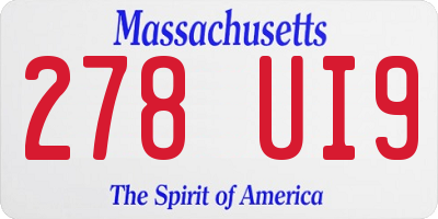 MA license plate 278UI9