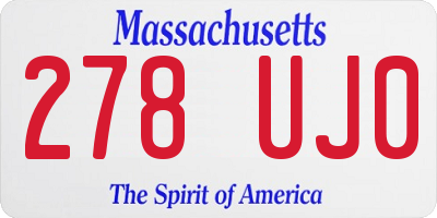 MA license plate 278UJ0