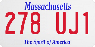 MA license plate 278UJ1