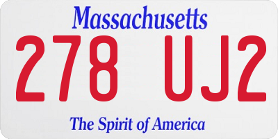 MA license plate 278UJ2