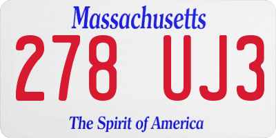 MA license plate 278UJ3