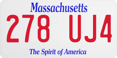 MA license plate 278UJ4