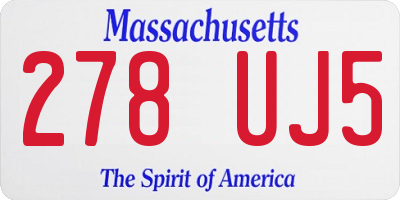 MA license plate 278UJ5