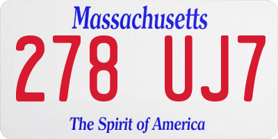 MA license plate 278UJ7
