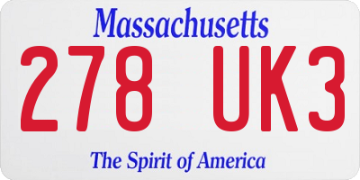 MA license plate 278UK3