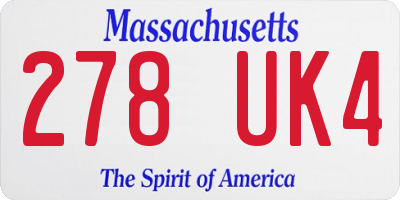 MA license plate 278UK4