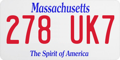 MA license plate 278UK7