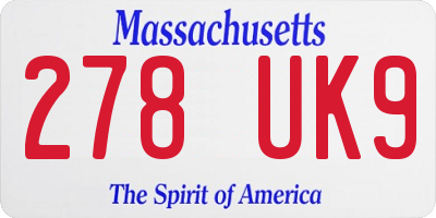MA license plate 278UK9
