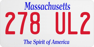 MA license plate 278UL2