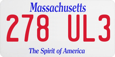 MA license plate 278UL3
