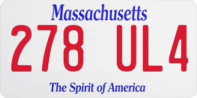 MA license plate 278UL4