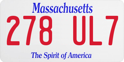 MA license plate 278UL7