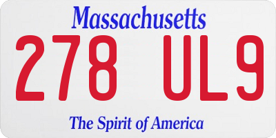 MA license plate 278UL9