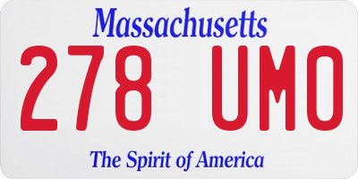 MA license plate 278UM0