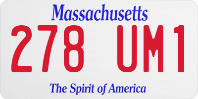 MA license plate 278UM1