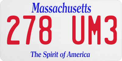 MA license plate 278UM3