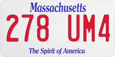 MA license plate 278UM4
