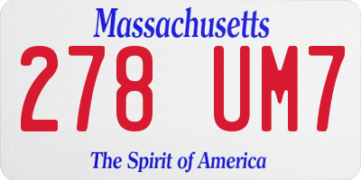 MA license plate 278UM7
