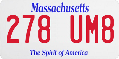 MA license plate 278UM8