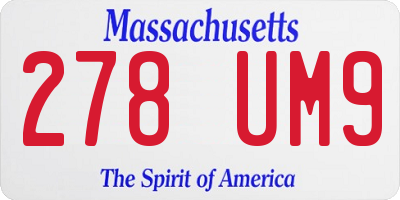 MA license plate 278UM9