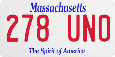 MA license plate 278UN0