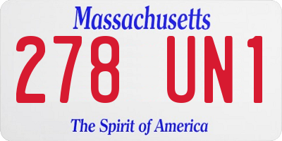MA license plate 278UN1