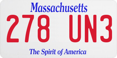 MA license plate 278UN3