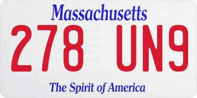 MA license plate 278UN9