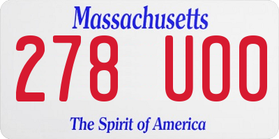 MA license plate 278UO0