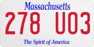 MA license plate 278UO3