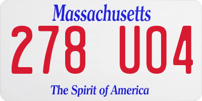 MA license plate 278UO4