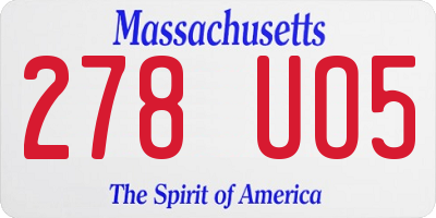 MA license plate 278UO5