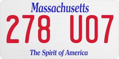 MA license plate 278UO7