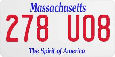 MA license plate 278UO8