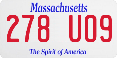 MA license plate 278UO9