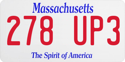 MA license plate 278UP3