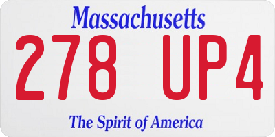 MA license plate 278UP4