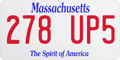 MA license plate 278UP5