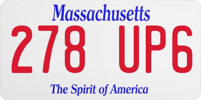 MA license plate 278UP6